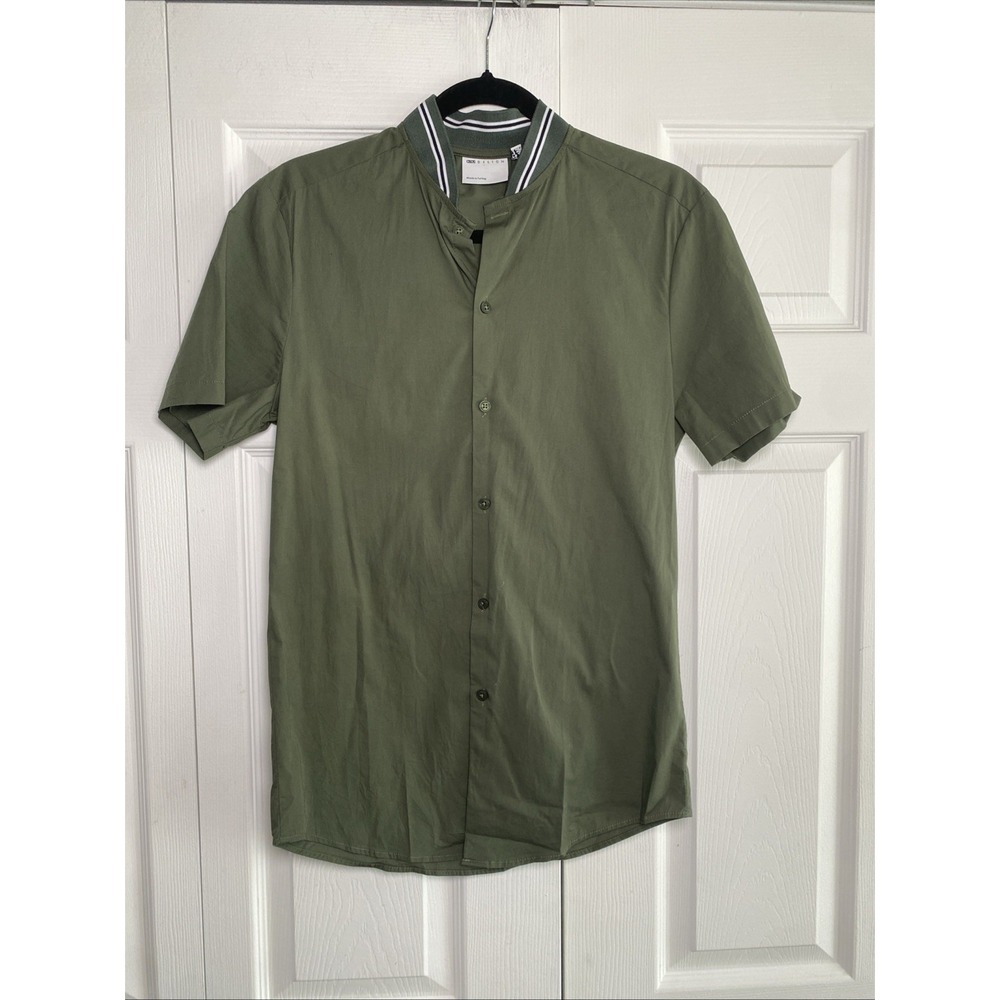 Asos Mens‎ Medium Casual Green Button Front Shirt Collegiate Collar Street